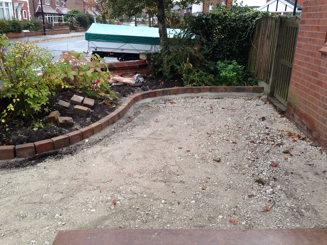 Preparation of base and installation of block paved edging